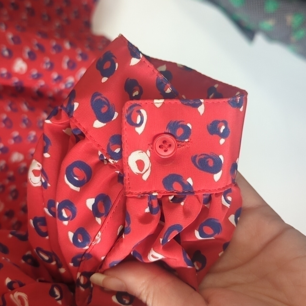 EUC Vintage Pendleton Red&Blue Abstract Floral Blouse -L/XL see measurements - Picture 7 of 8